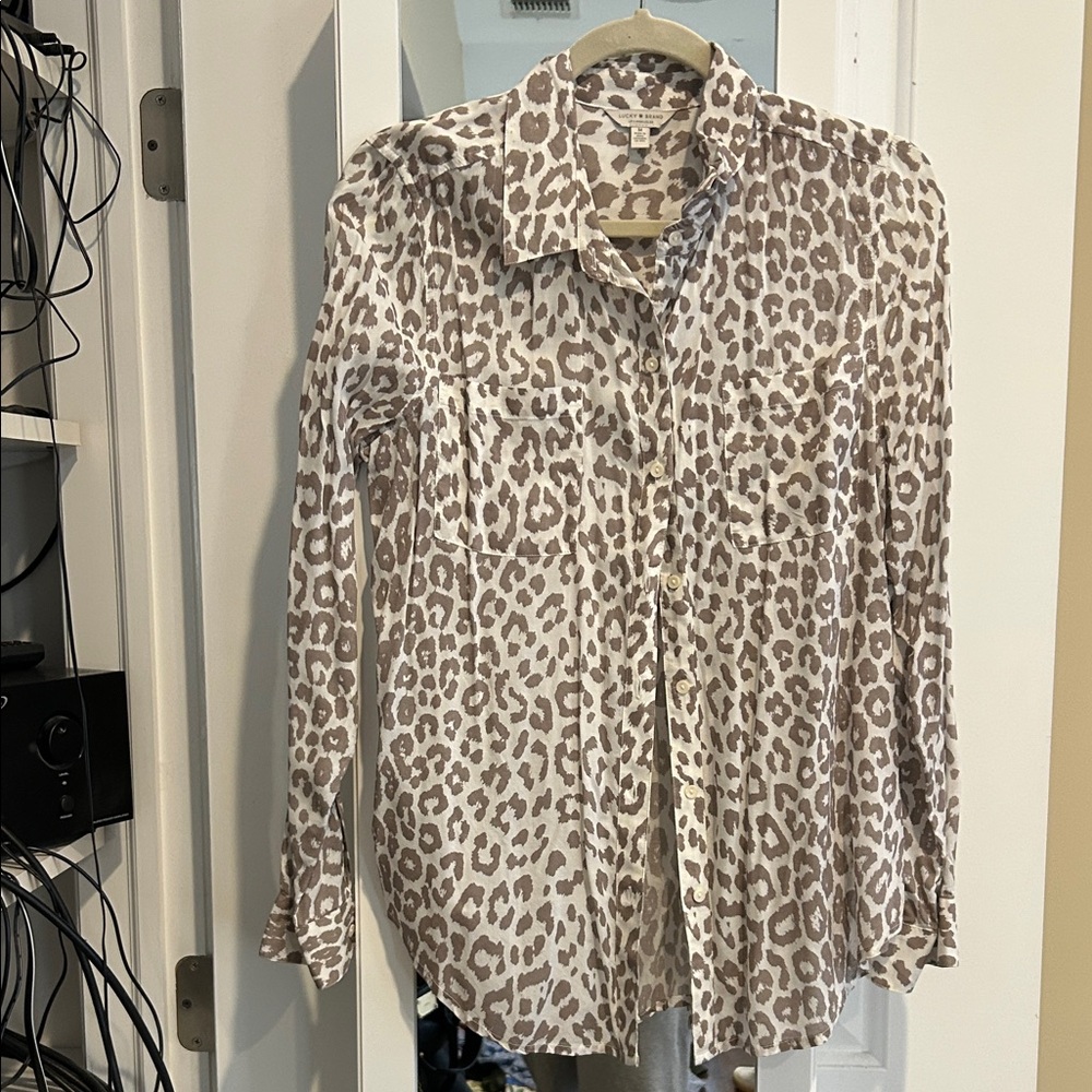 Lucky Brand Animal Print Button Down Shirt